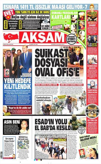 14 Şubat 2017 - Gazete manşetleri