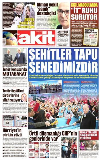 20 Şubat 2017 - Gazete manşetleri