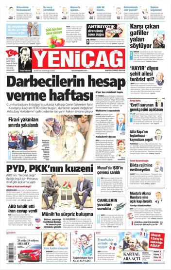 20 Şubat 2017 - Gazete manşetleri
