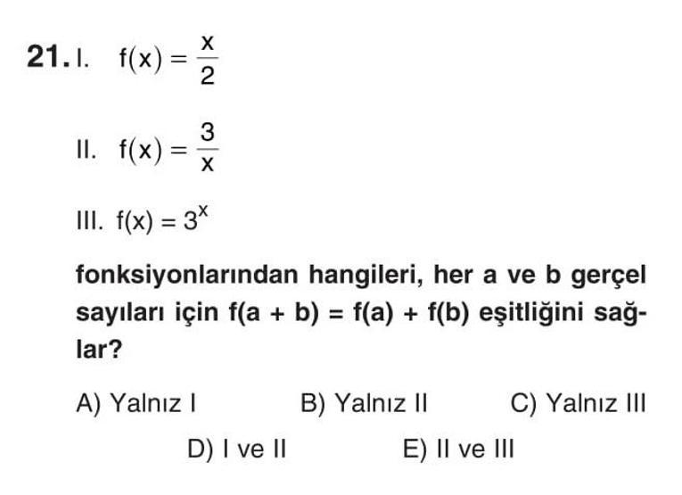Online YGS denemesi Matematik testi cevap anahtarı