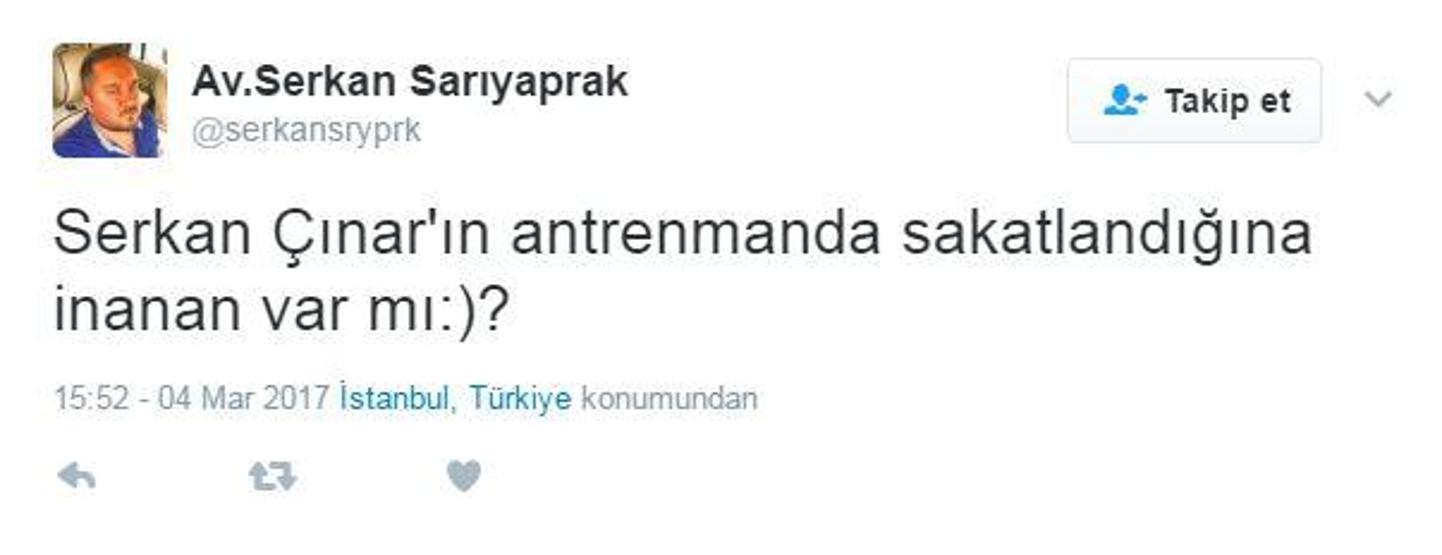 Serkan Çınarın ani sakatlığına Twitter inanmadı