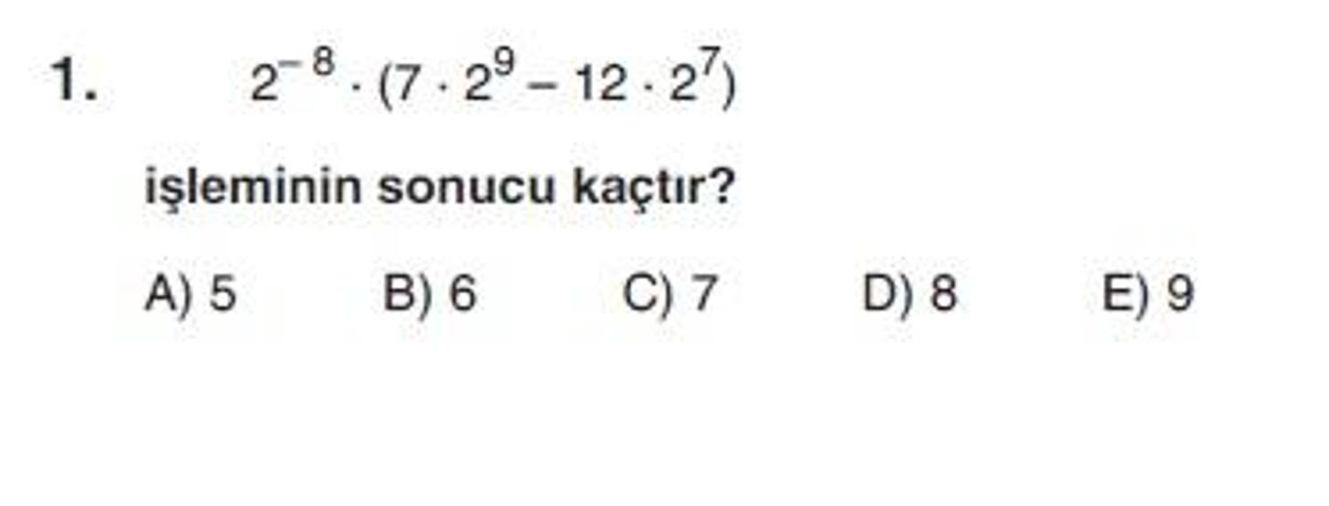 İkinci Online YGS denemesi Matematik testi cevap anahtarı