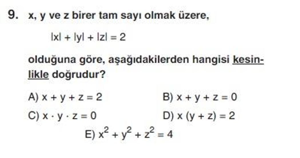 İkinci Online YGS denemesi Matematik testi cevap anahtarı