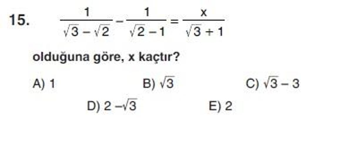 İkinci Online YGS denemesi Matematik testi cevap anahtarı