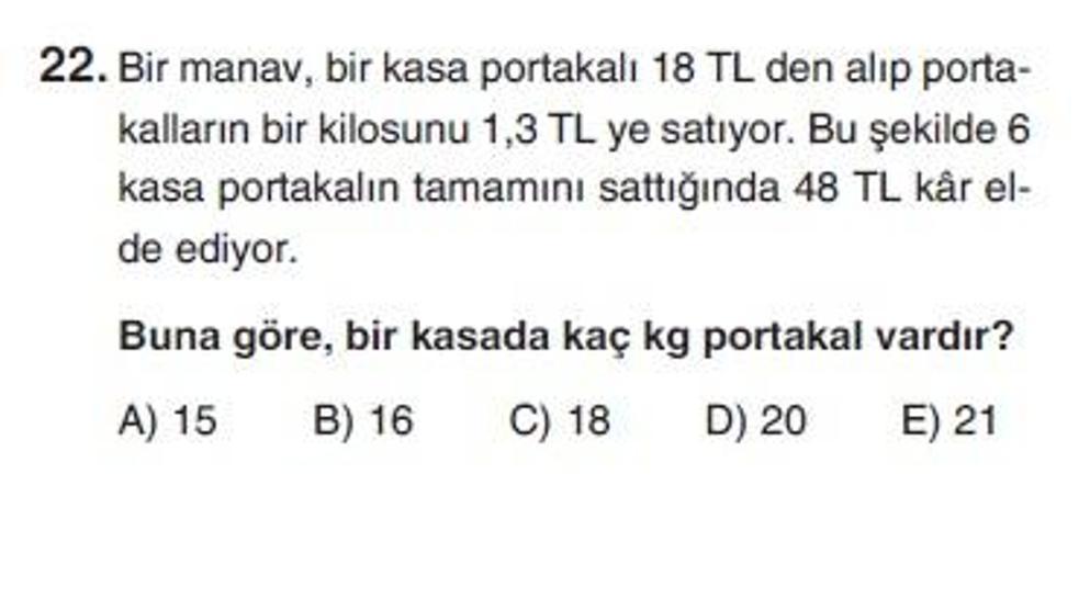 İkinci Online YGS denemesi Matematik testi cevap anahtarı
