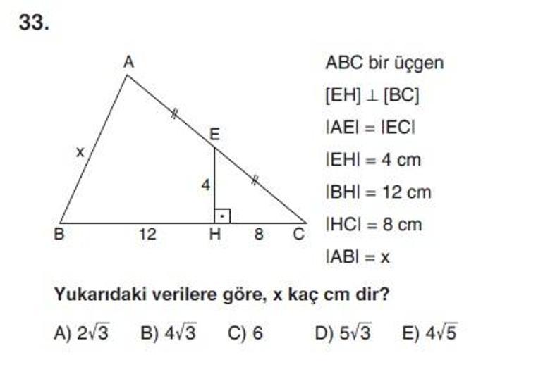 İkinci Online YGS denemesi Matematik testi cevap anahtarı