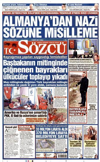 7 Mart 2017 - Gazete manşetleri