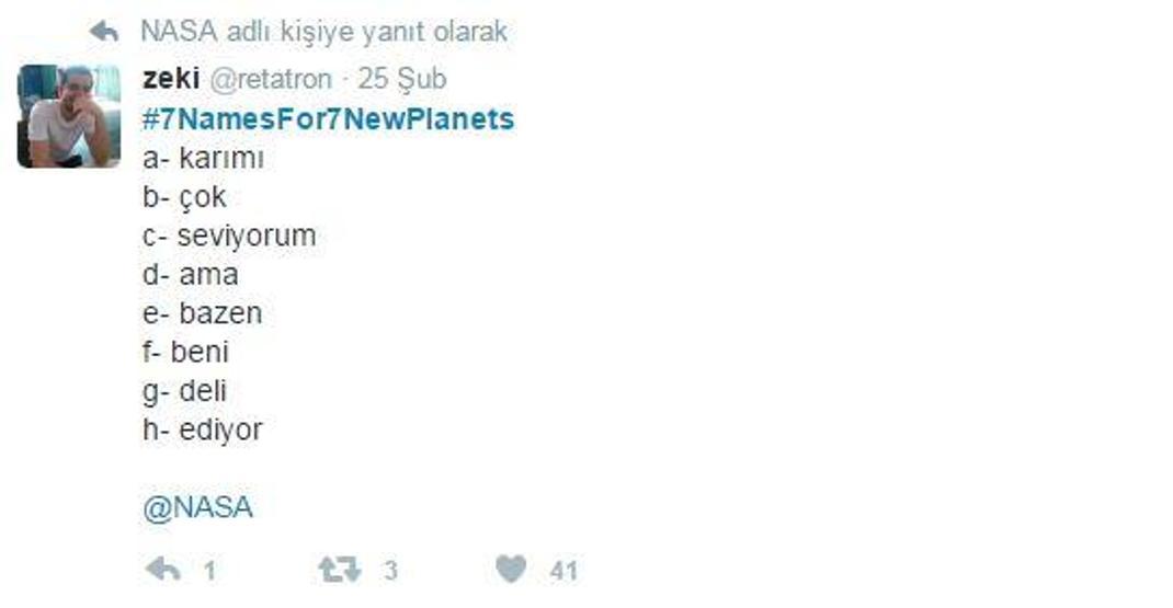 Türkiyeden NASAnın bulduğu 7 gezegene isim önerileri