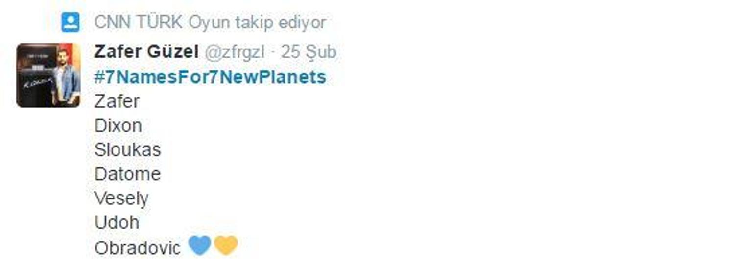 Türkiyeden NASAnın bulduğu 7 gezegene isim önerileri