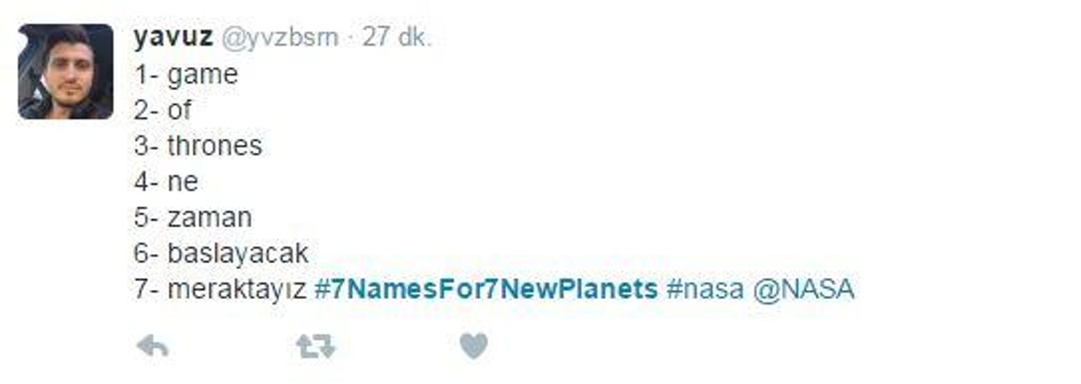 Türkiyeden NASAnın bulduğu 7 gezegene isim önerileri