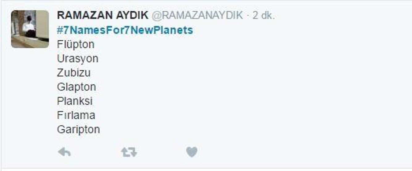 Türkiyeden NASAnın bulduğu 7 gezegene isim önerileri