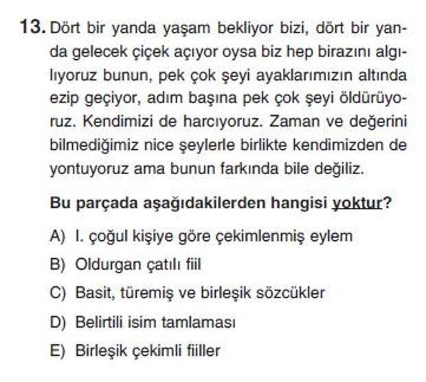Üçüncü Online YGS denemesi Türkçe testi cevap anahtarı