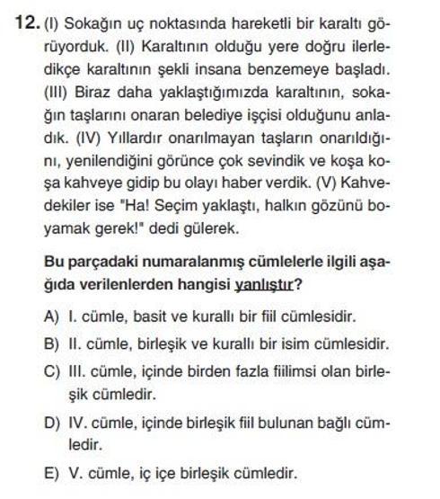 Üçüncü Online YGS denemesi Türkçe testi cevap anahtarı