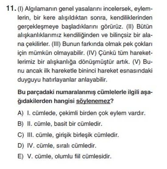 Üçüncü Online YGS denemesi Türkçe testi cevap anahtarı
