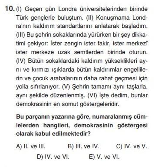 Üçüncü Online YGS denemesi Türkçe testi cevap anahtarı