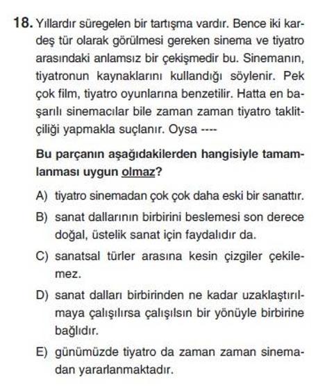 Üçüncü Online YGS denemesi Türkçe testi cevap anahtarı