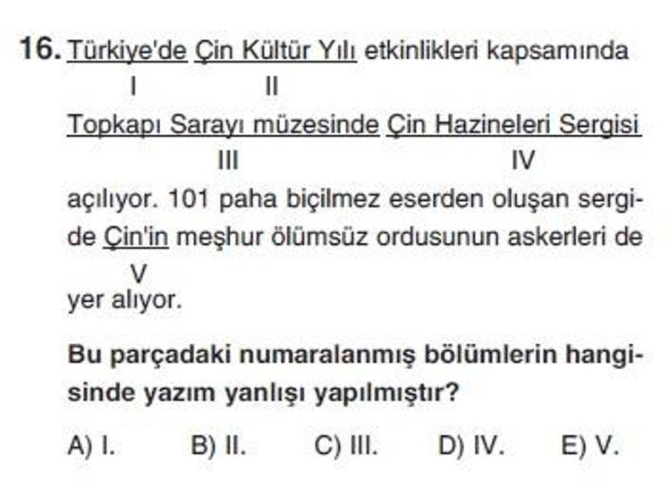 Üçüncü Online YGS denemesi Türkçe testi cevap anahtarı