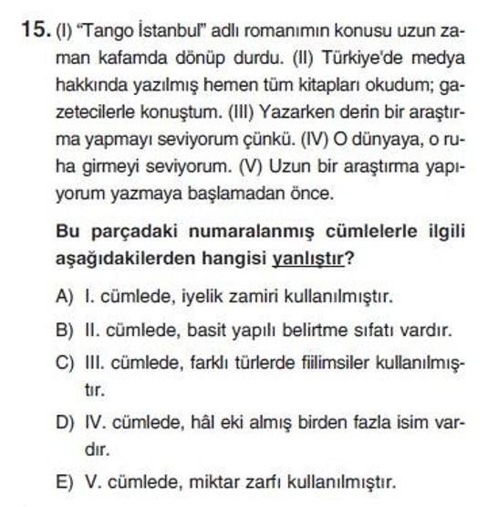 Üçüncü Online YGS denemesi Türkçe testi cevap anahtarı
