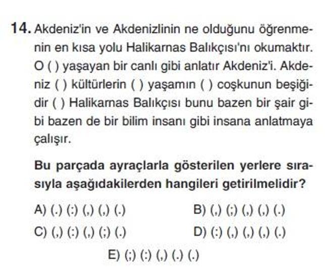 Üçüncü Online YGS denemesi Türkçe testi cevap anahtarı