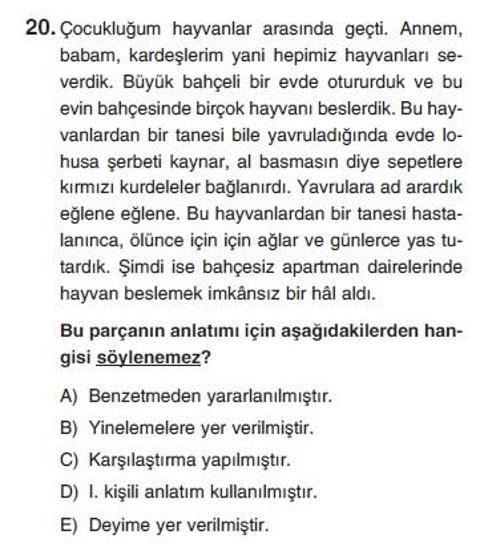 Üçüncü Online YGS denemesi Türkçe testi cevap anahtarı