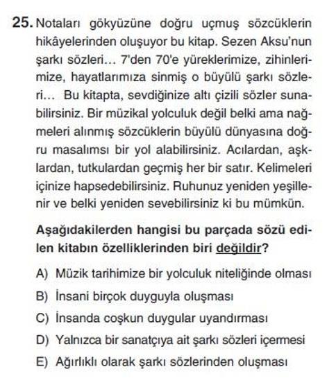Üçüncü Online YGS denemesi Türkçe testi cevap anahtarı