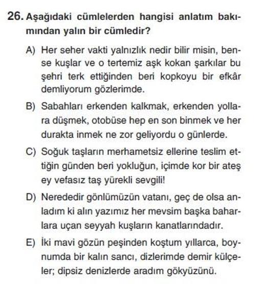 Üçüncü Online YGS denemesi Türkçe testi cevap anahtarı