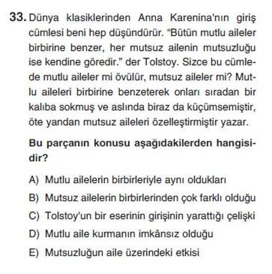 Üçüncü Online YGS denemesi Türkçe testi cevap anahtarı