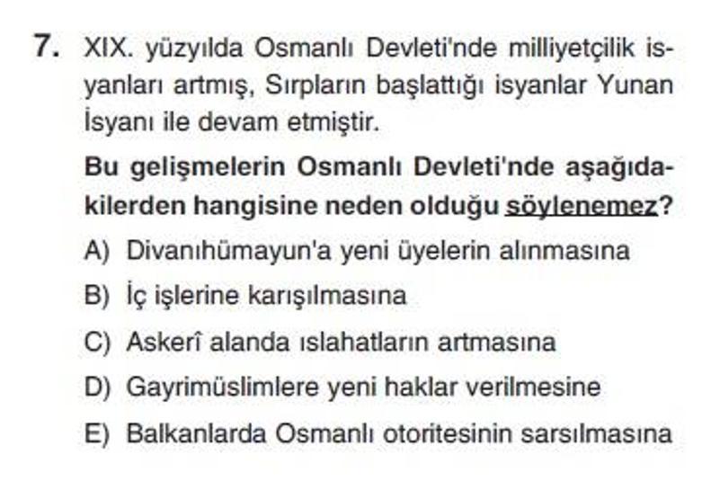 Üçüncü Online YGS denemesi Sosyal Bilimler testi cevap anahtarı