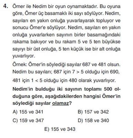 Üçüncü Online YGS denemesi Matematik testi cevap anahtarı