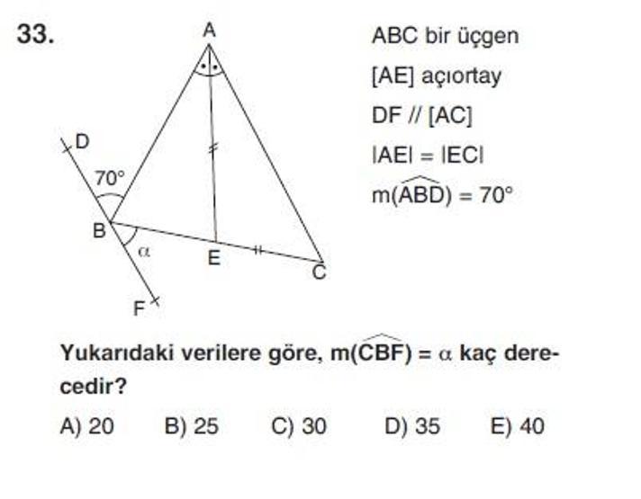 Üçüncü Online YGS denemesi Matematik testi cevap anahtarı