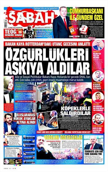 13 Mart 2017 - Gazete manşetleri