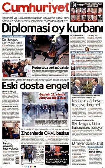13 Mart 2017 - Gazete manşetleri