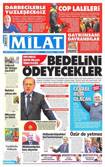 13 Mart 2017 - Gazete manşetleri