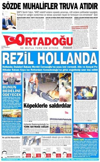 13 Mart 2017 - Gazete manşetleri