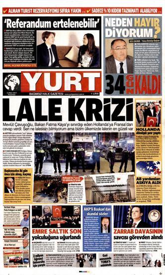 13 Mart 2017 - Gazete manşetleri