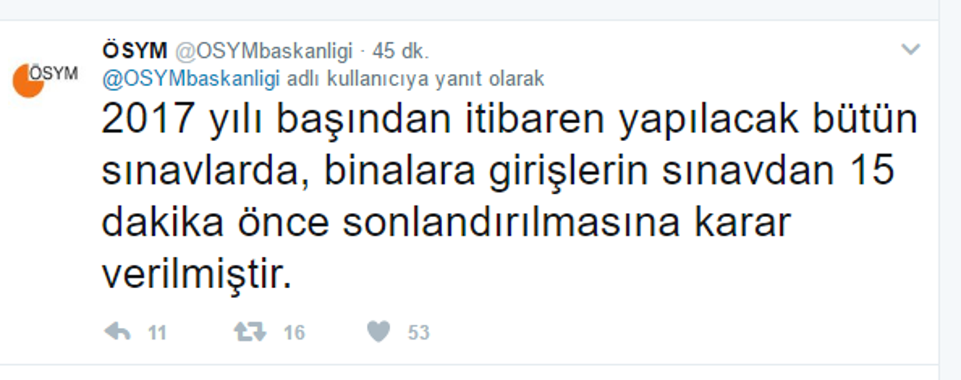 ÖSYMden YGS için 15 dakika kuralı açıklaması
