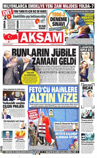 21 Mart 2017 - Gazete manşetleri