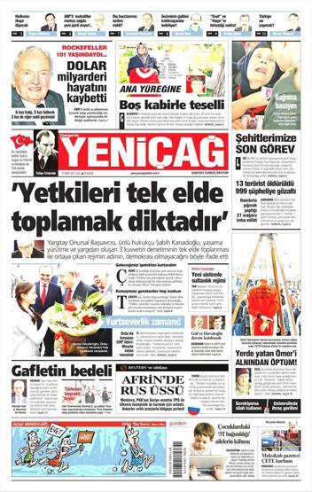 21 Mart 2017 - Gazete manşetleri