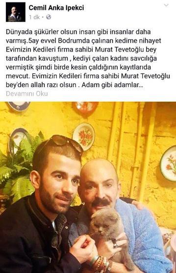 Cemil İpekçi kaçırılan kedisine kavuştu