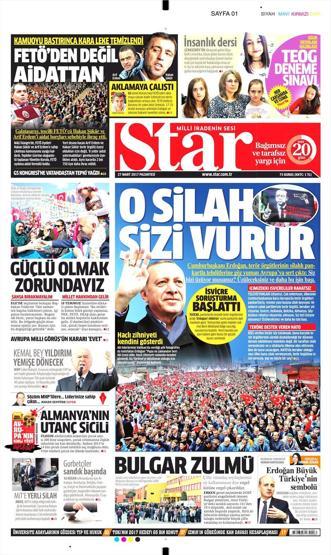 27 Mart 2017 - Gazete manşetleri