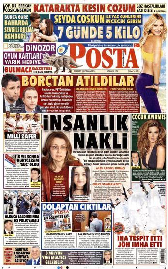 27 Mart 2017 - Gazete manşetleri