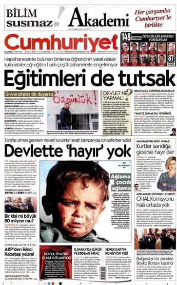 27 Mart 2017 - Gazete manşetleri