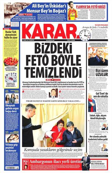27 Mart 2017 - Gazete manşetleri