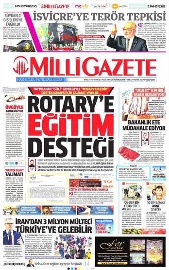 27 Mart 2017 - Gazete manşetleri