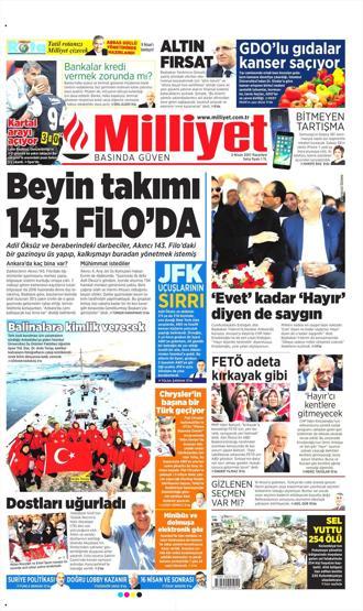 3 Nisan 2017 - Gazetelerin birinci sayfaları