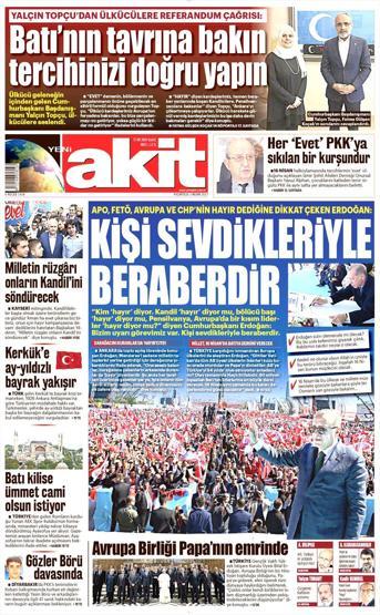 3 Nisan 2017 - Gazetelerin birinci sayfaları
