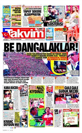 3 Nisan 2017 - Gazetelerin birinci sayfaları