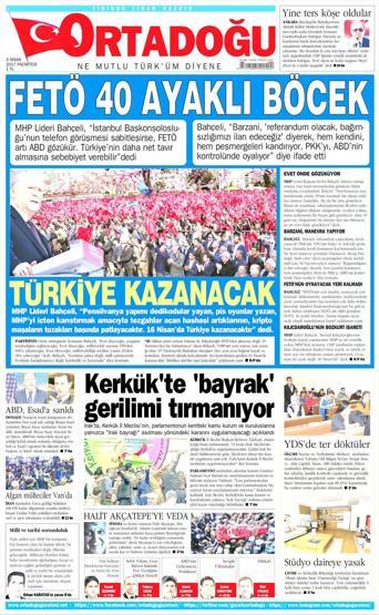 3 Nisan 2017 - Gazetelerin birinci sayfaları