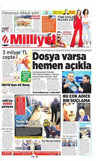 4 Nisan 2017 - Gazetelerin birinci sayfaları