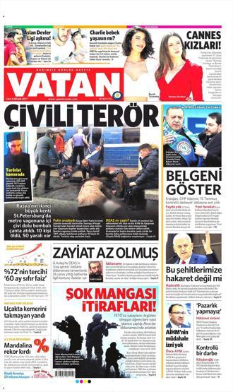 4 Nisan 2017 - Gazetelerin birinci sayfaları